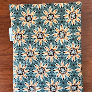 Green star floral Project Bag for Cross Stitch, Embroidery, iPad in two sizes image 6