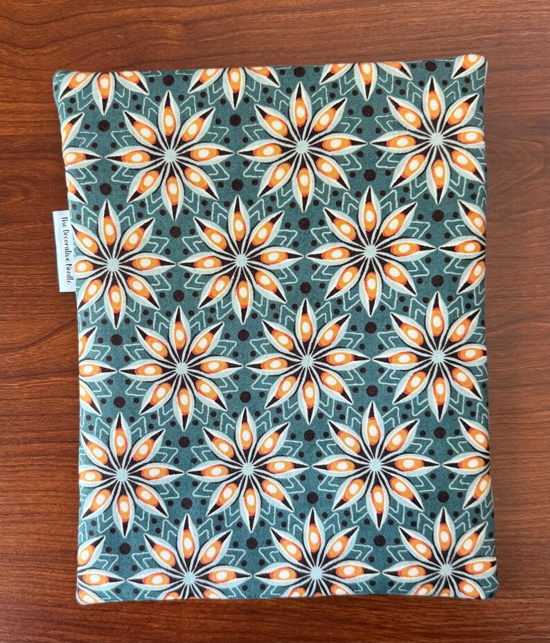 Green star floral Project Bag for Cross Stitch, Embroidery, iPad in two sizes image 6