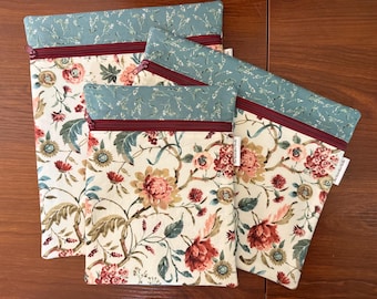 Floral Project Bag for Cross Stitch, Embroidery, iPad featuring Season’s Study fabric in multiple sizes