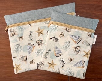 Beachy Project Bag for Cross Stitch, Embroidery, iPad in 2 sizes