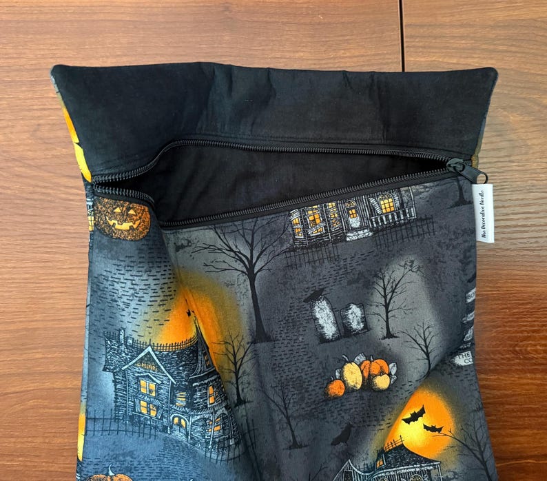 Haunted houses Project Bag for Cross Stitch, Embroidery, iPad in multiple sizes image 4
