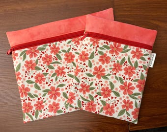 Project bag with Love Blooms on white fabric 10 x 12 or 10 x 7.5