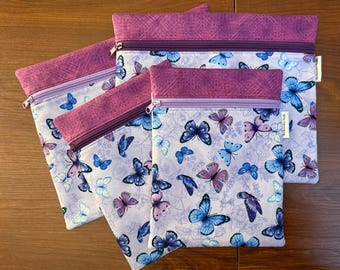 Butterfly fabric Project Bag for cross stitch & embroidery in 2 sizes