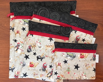 Northern Christmas motifs Project Bag for Cross Stitch, Embroidery, iPad featuring fabric by Teresa Kogut in multiple sizes