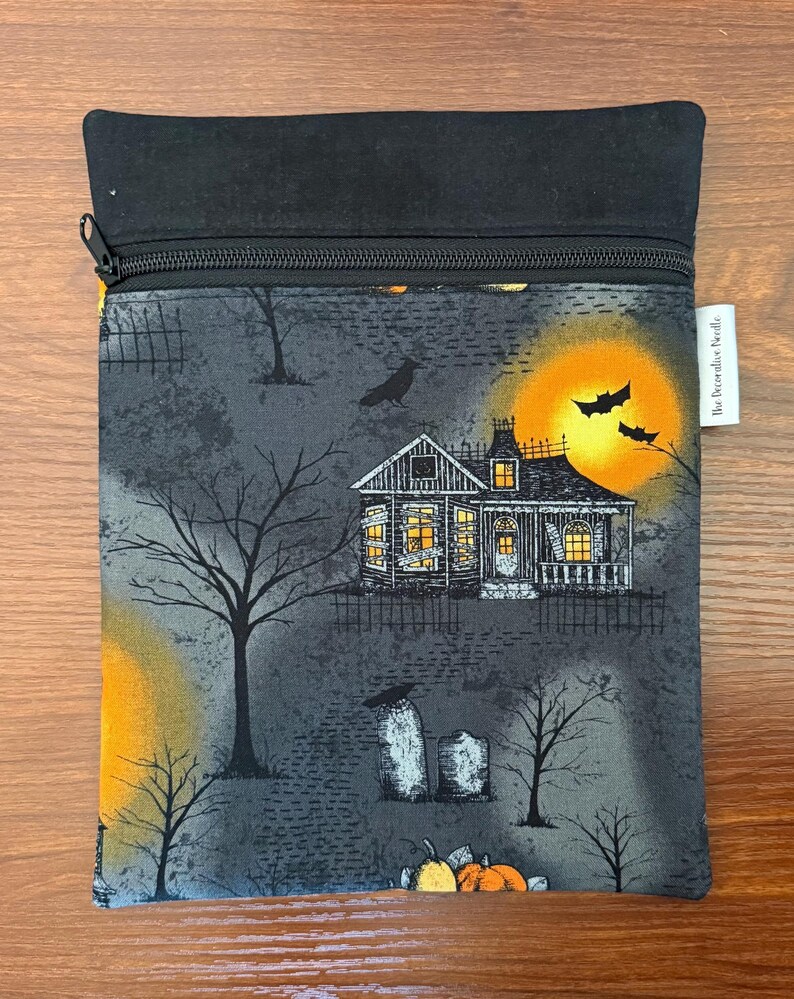 Haunted houses Project Bag for Cross Stitch, Embroidery, iPad in multiple sizes Skinny - 10 x 7.5