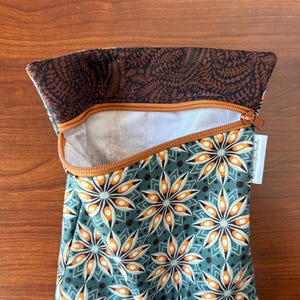 Green star floral Project Bag for Cross Stitch, Embroidery, iPad in two sizes image 7