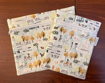 Floral Project Bag made from French neighborhood fabric in 2 sizes