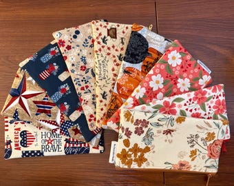 Notions pouch in a variety of prints 8.25” x 4.5”