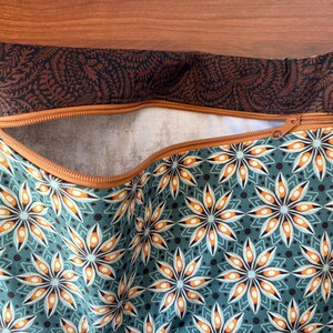 Green star floral Project Bag for Cross Stitch, Embroidery, iPad in two sizes image 4