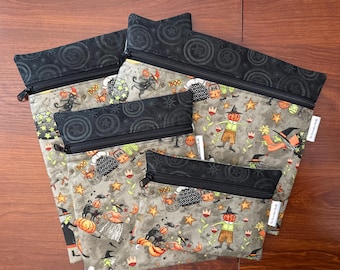 Halloween motifs Project Bag for Cross Stitch, Embroidery, iPad featuring Spooky fabric by Teresa Kogut in multiple sizes