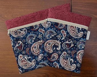 Patriotic Paisleys Project Bag 10 x 12 or 10 x 7.5