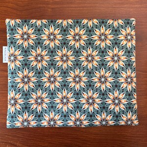 Green star floral Project Bag for Cross Stitch, Embroidery, iPad in two sizes image 3