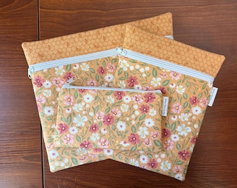 Wild Honey floral Project Bag for Cross Stitch, Embroidery, iPad in multiple sizes