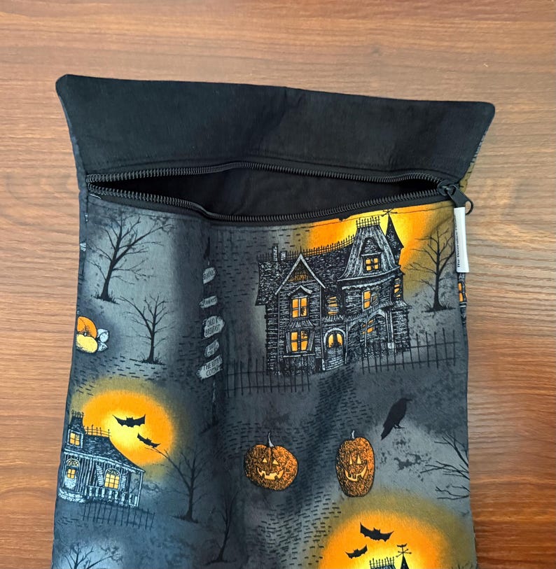 Haunted houses Project Bag for Cross Stitch, Embroidery, iPad in multiple sizes image 7