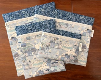 Driftwood Cove Project Bag for Cross Stitch, Embroidery, iPad in multiple sizes