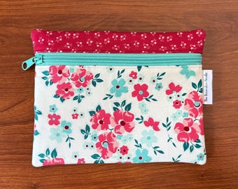Berry & Sage floral Project Bag for Cross Stitch, Embroidery, iPad notions bag