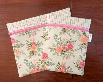 Floral Project Bag with Kindness fabric for Cross Stitch, Embroidery, iPad in 2 sizes