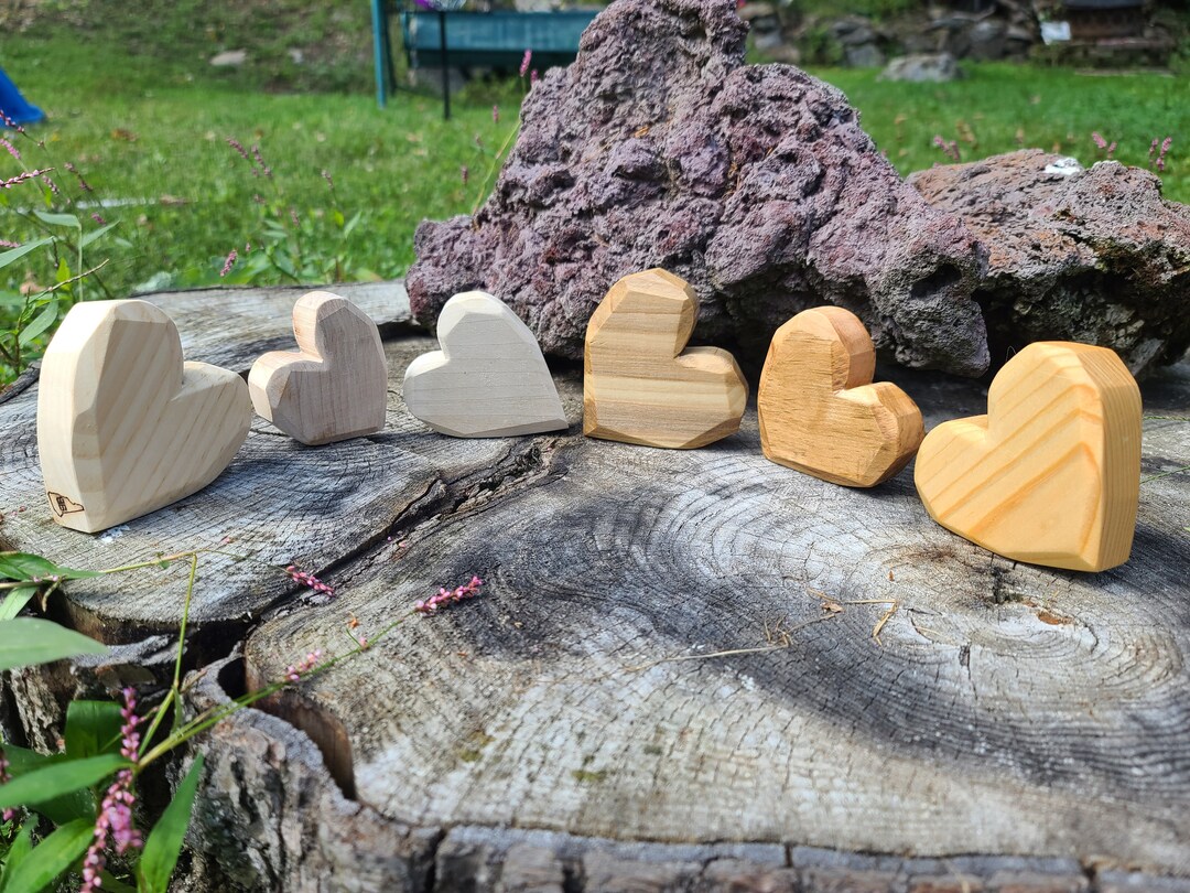 Balance Rocks Heart Rugged Set of 8 Wooden Balancing Heart Stones Building Blocks Natural Wood ...
