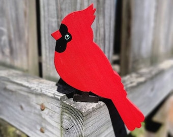 Wooden male cardinal to balance on door frame, picture frame, mantel - home decor, wall decor, decorative Remember loved ones, Memory
