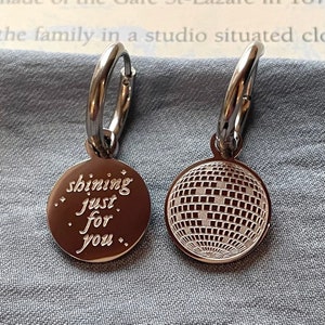 Shining Mirrorball Earrings - Reversible Engraved Circle Mini Hoop Earrings, Unique Gifft For Mom, College Graduation Gift for Her