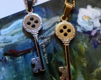 Button Key Necklace • Birthday Gift For Her · Sister Necklace • Best Friend Necklace · Waterproof Jewelry • Gift Ready
