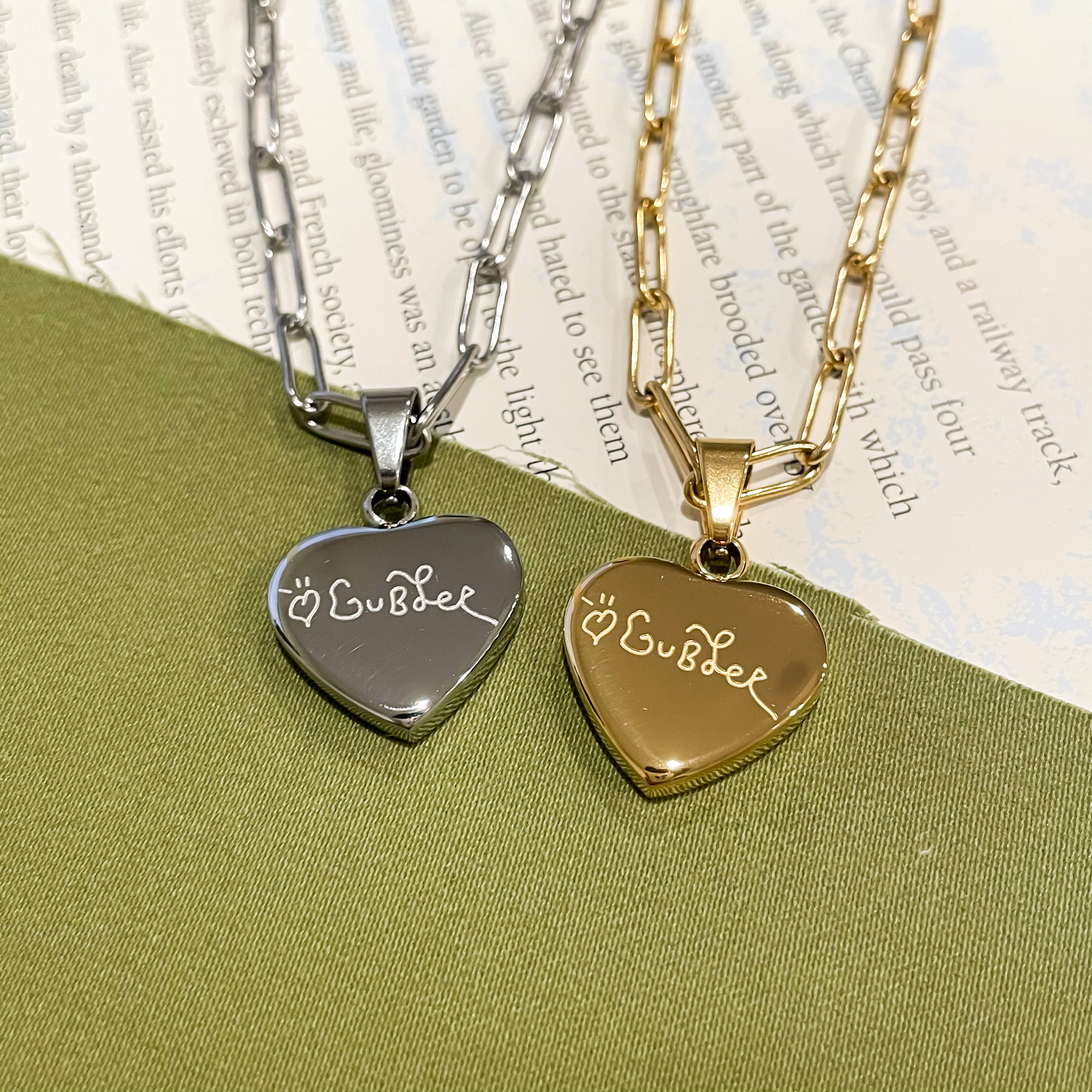 Mgg3 Necklace MGG Engraved Heart Chain Pendant Necklace Etsy