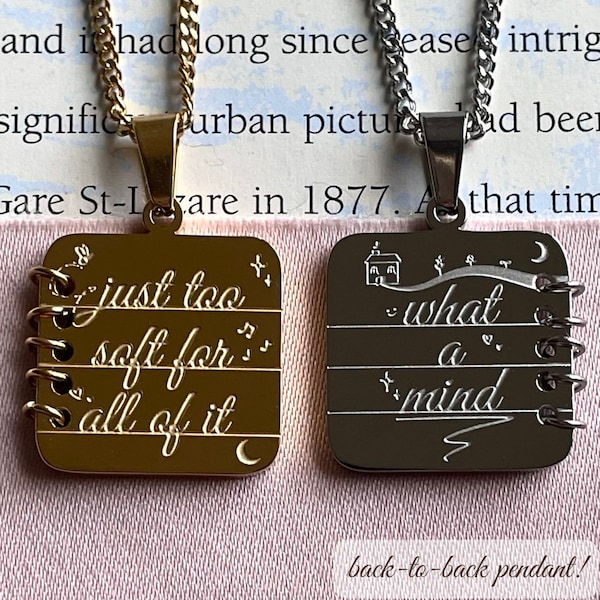 Soft Mind Reversible Necklace - Engraved Square Back-To-Back Chain Pendant Necklace