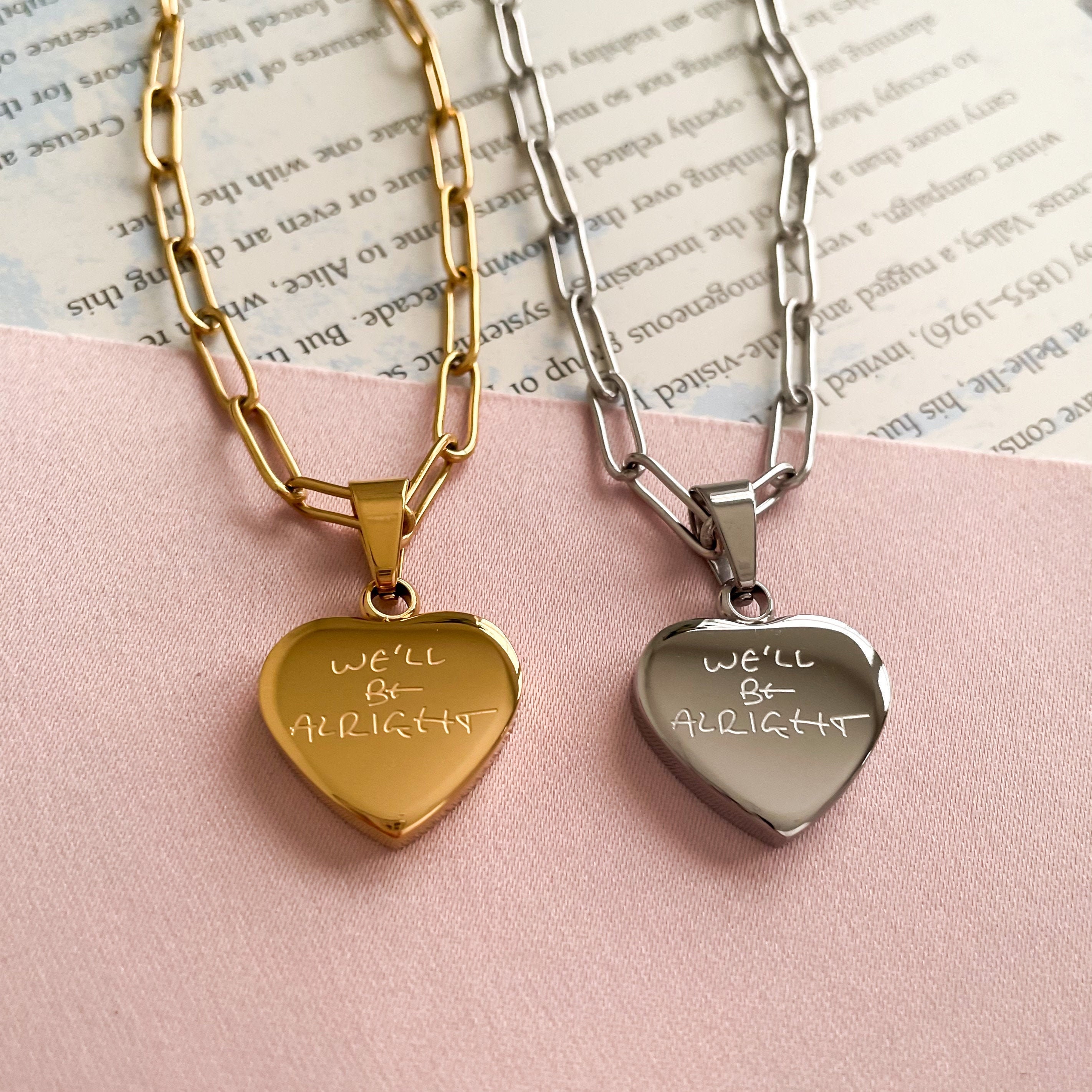 Personalised Engraved Heart Necklace with 2 Heart Birthstones –  ineffabless.co.uk