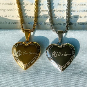 All the love heart locket necklace - Engraved Heart Locket Pendant Necklace