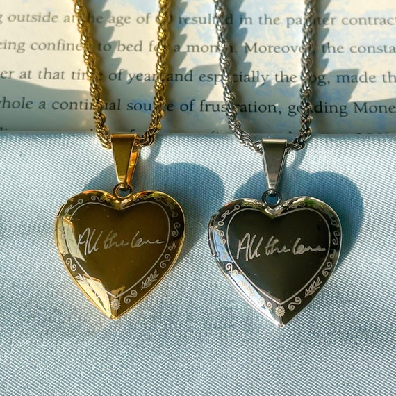 All the Love Heart Locket Necklace Engraved Heart Locket 
