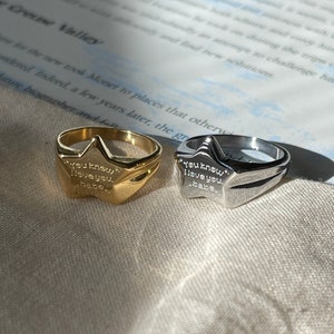 Star Love Ring - Engraved Star Signet Ring · Birthday Gift for Her ...