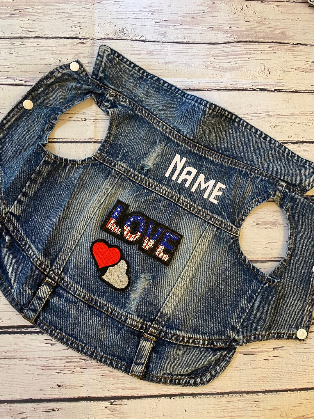 Custom Dog Jacket / Denim Vest / 4th of July Dog Outfit/ Patriotic Dog