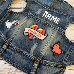 Pride Dog Outfit / Small Dog Denim Vest/ Denim Dog Jacket/  Denim Dog Vest / Small Breed Dog Jacket / Custom Dog Jacket