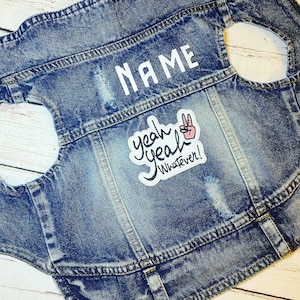 Denim Dog Jacket / Denim Dog Vest / Small Breed Dog Jacket / Chihuahua Denim Dog Vest / Custom Dog Jacket / Custom Patch Dog Jacket/ Maltese
