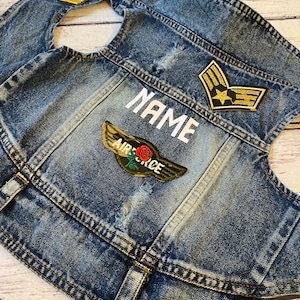 Denim Dog Jacket / Denim Dog Vest / Small Breed Dog Jacket / Chihuahua Denim Dog Vest / Custom Dog Jacket / Custom Patch Dog Jacket/ Skull