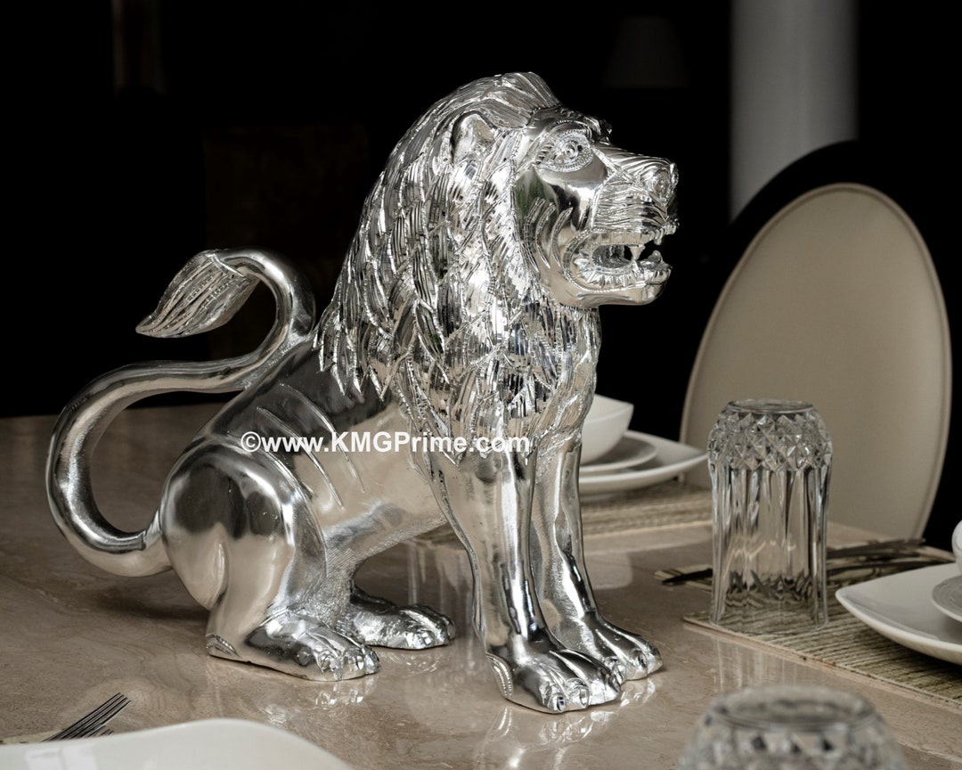 Guardian Lion Statue Metal Heavy 23 Lbs Handcarved or Etsy