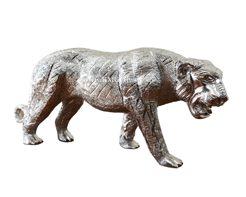 Tiger Statue Metal 10 Lbs Decor completely Handcarved Etsy