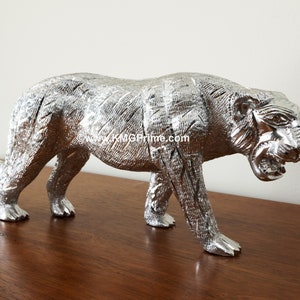 Tiger statue Metal 10 Lbs decor -Completely Handcarved sculptures Polished, home, Tiger Mascot, Gift, living room & office art decor.