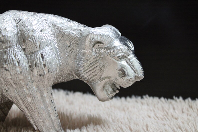 Tiger Statue Metal 10 Lbs Decor completely Handcarved Etsy