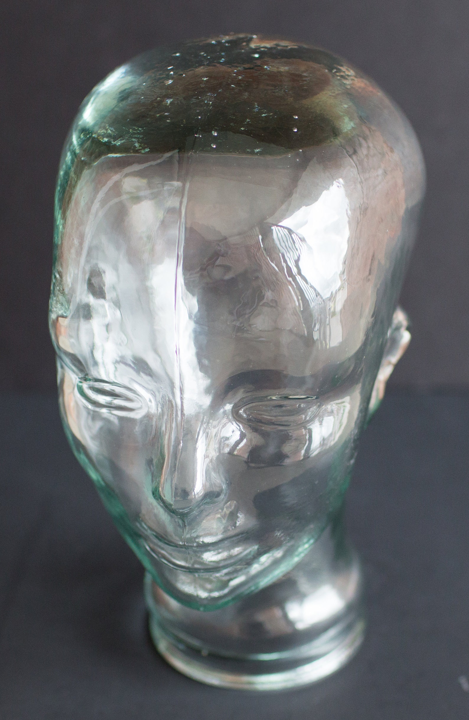 Vintage Glass Mannequin Head Clear Green Tinted Glass Head Etsy