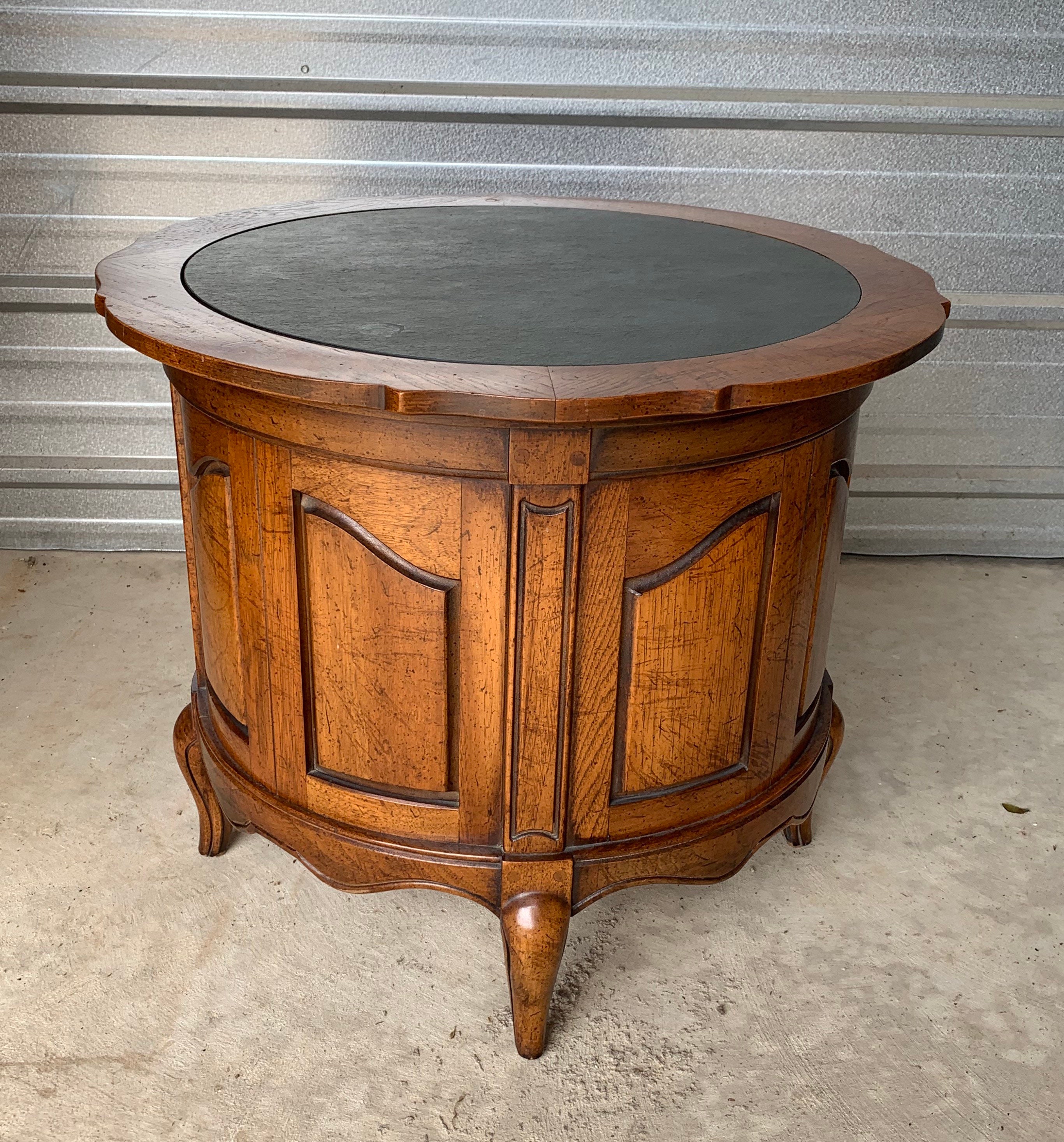 Vintage Drexel French Provincial Round Slate Top End Table Etsy