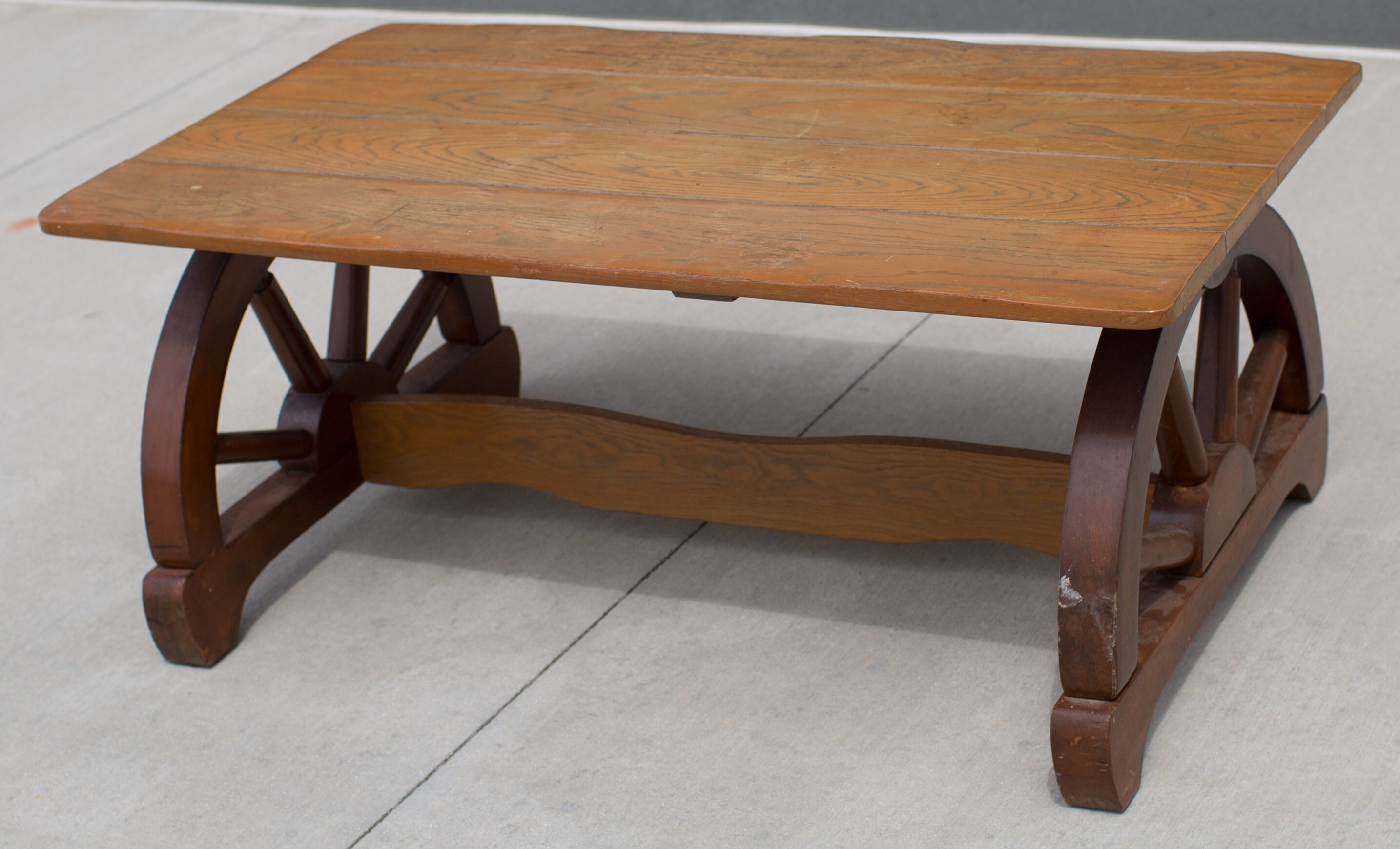 Vintage Ranch Oak Wagon Wheel Coffee table Etsy