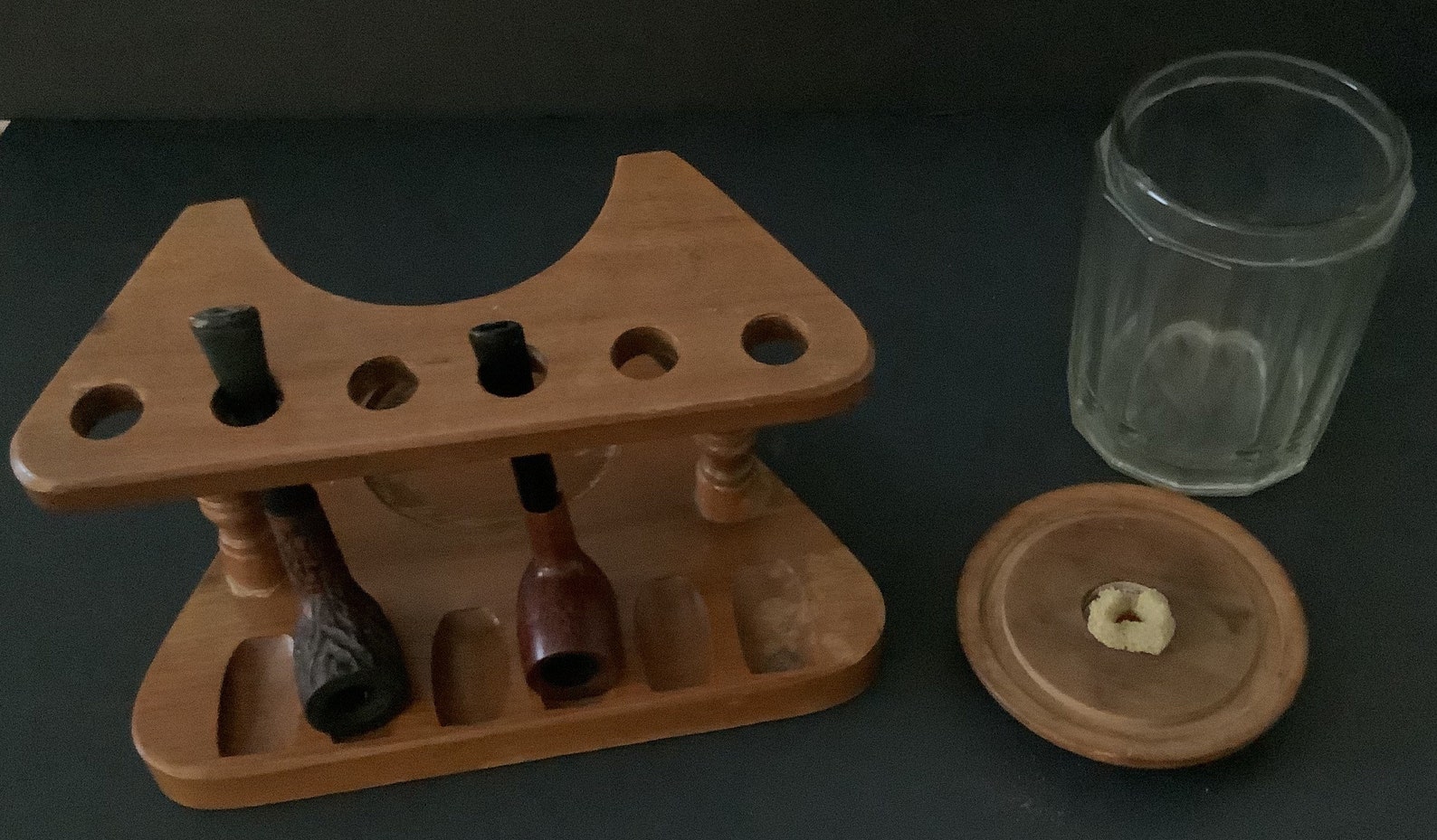 Vintage Wood Pipe Holder and Glass Humidor Etsy