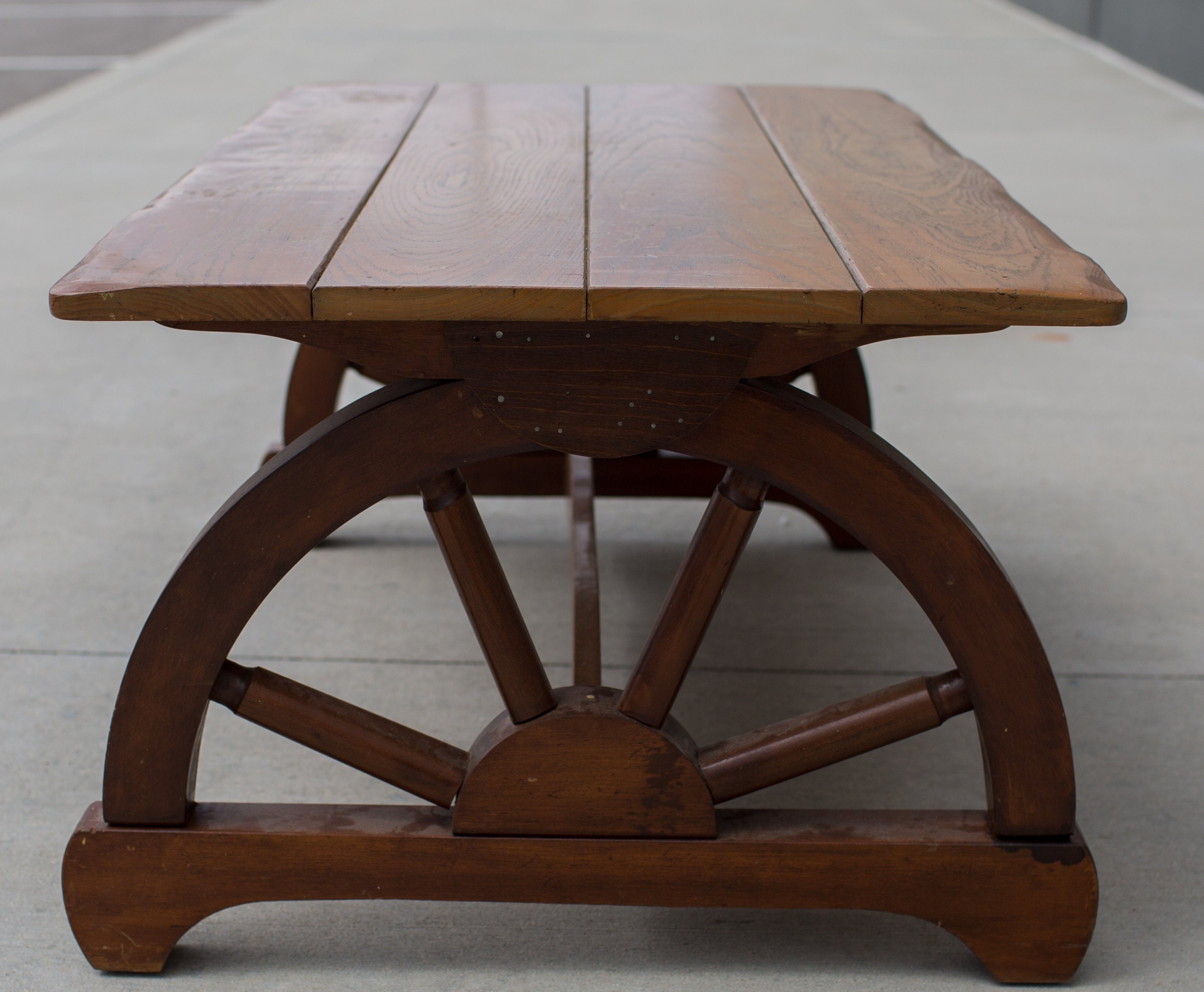 Vintage Ranch Oak Wagon Wheel Coffee table Etsy