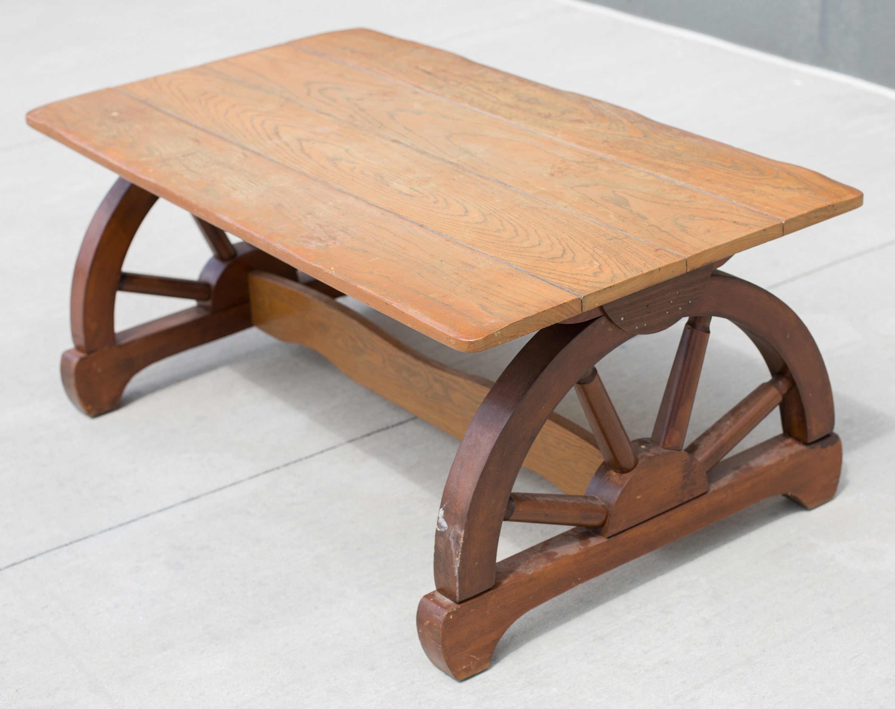 Vintage Ranch Oak Wagon Wheel Coffee table Etsy