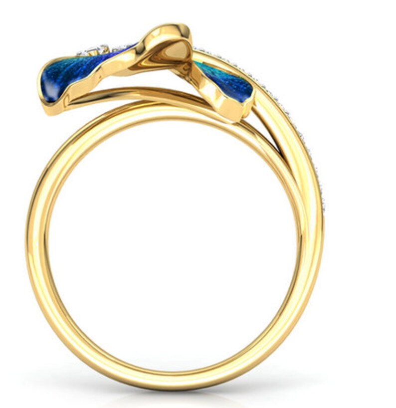 Butterfly Design Ring Crystal Engagement Rings Etsy