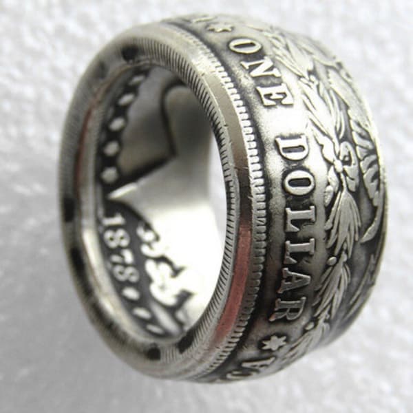 Morgan Silver Dollar Coin Ring 'eagle' Silver Plated Handmade In Sizes 8-16 Retro Fashion Gothic Ring Jewelry Men's Ring Party