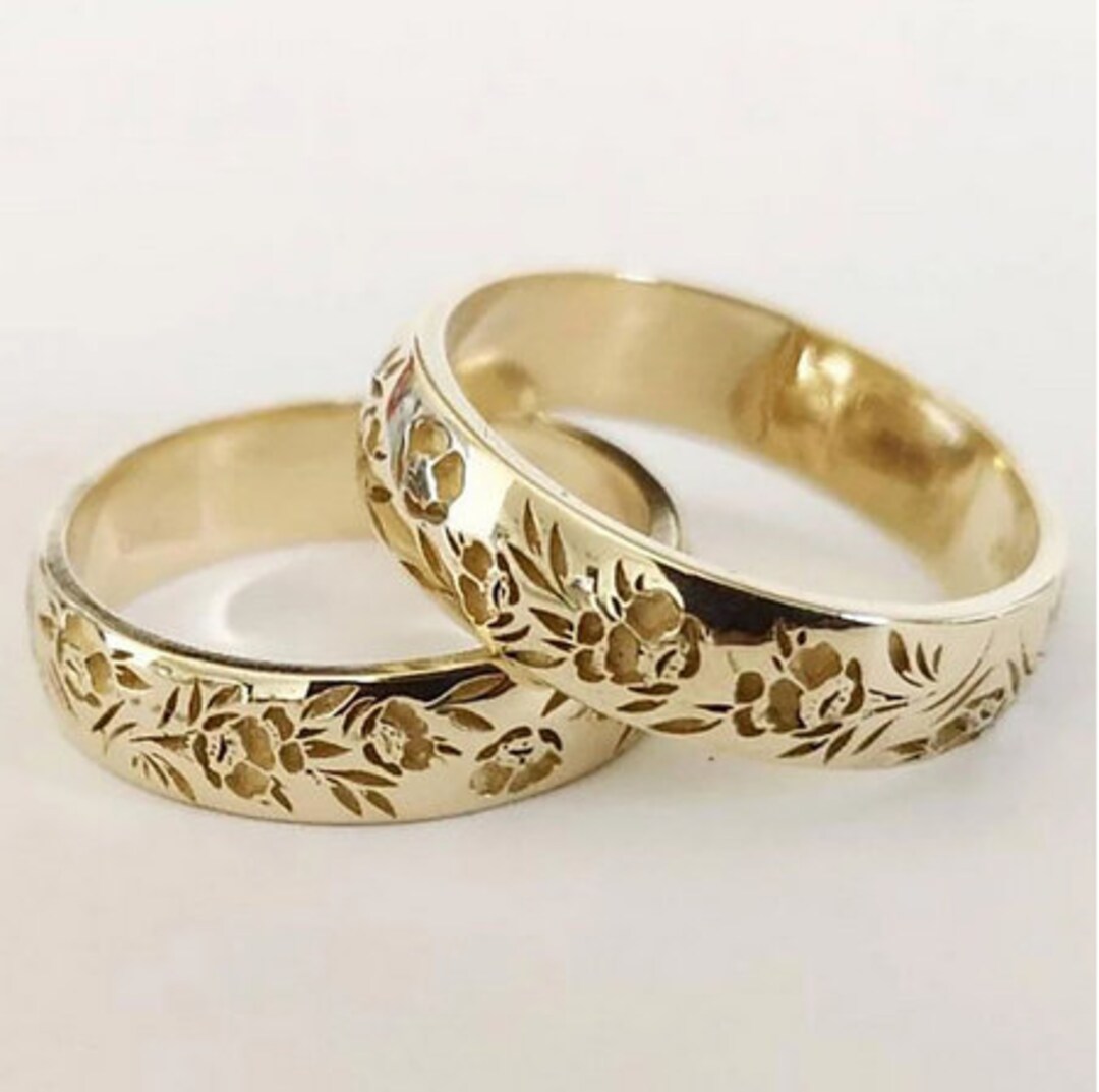 Vintage Carved Flower Pattern Ring for Women Multi Size Statement Wedding Anniversary Finger