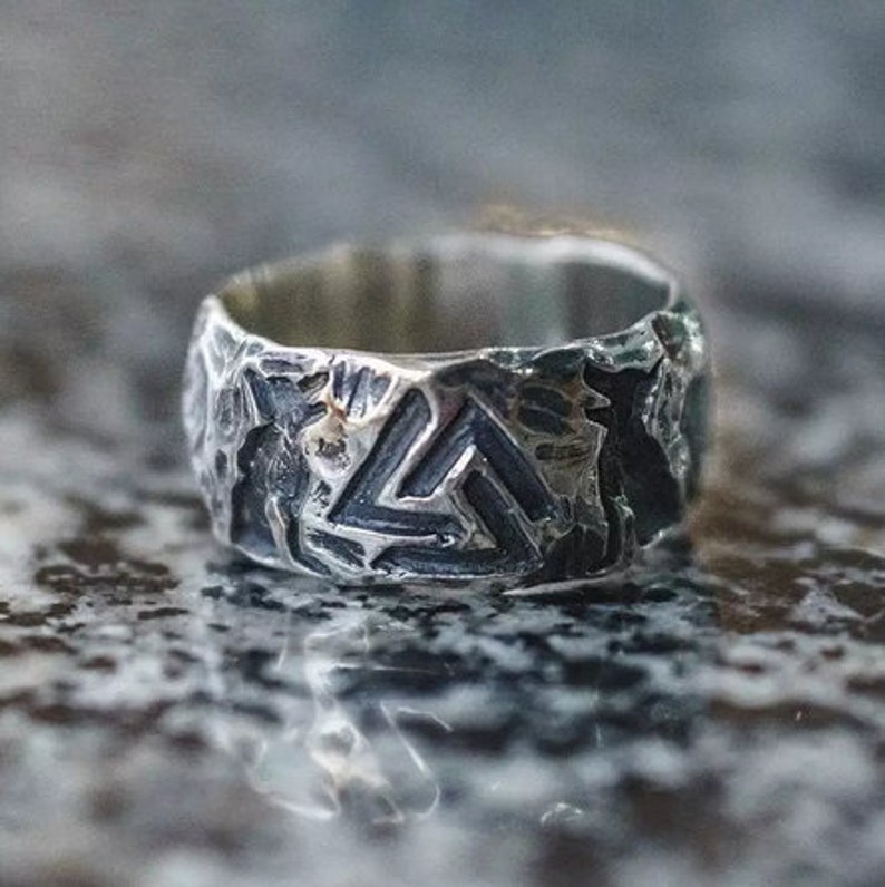 Viking Men Wolves of Odin Valknut Forging 316L Stainless Steel Ring Pagan Nordic Amulet Biker Jewelry Ring Gothic Stainlees Steel