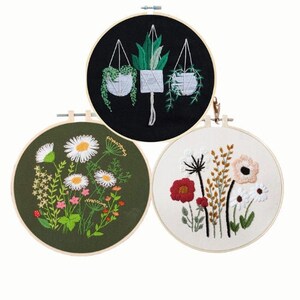 Embroidery Kit For Beginner Modern Crewel Embroidery Kit with Pattern Embroidery Hoop Plants Craft Materials Included Full DIY KIT Plants image 6